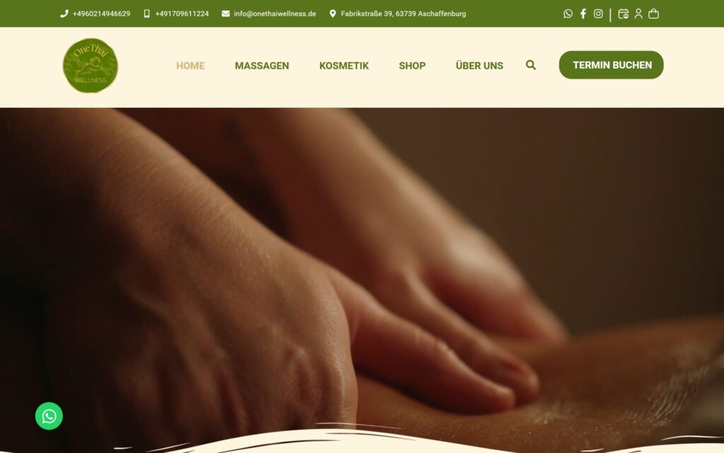 Website One Thai Wellness - Ansicht Desktop