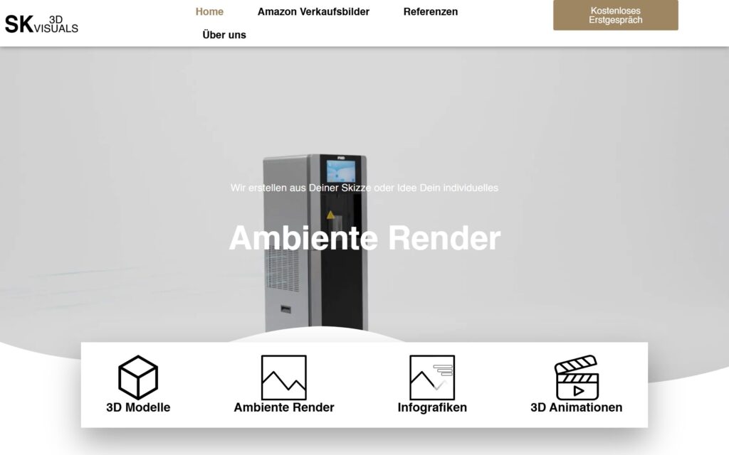 Website SK 3D Visuals - Ansicht Desktop