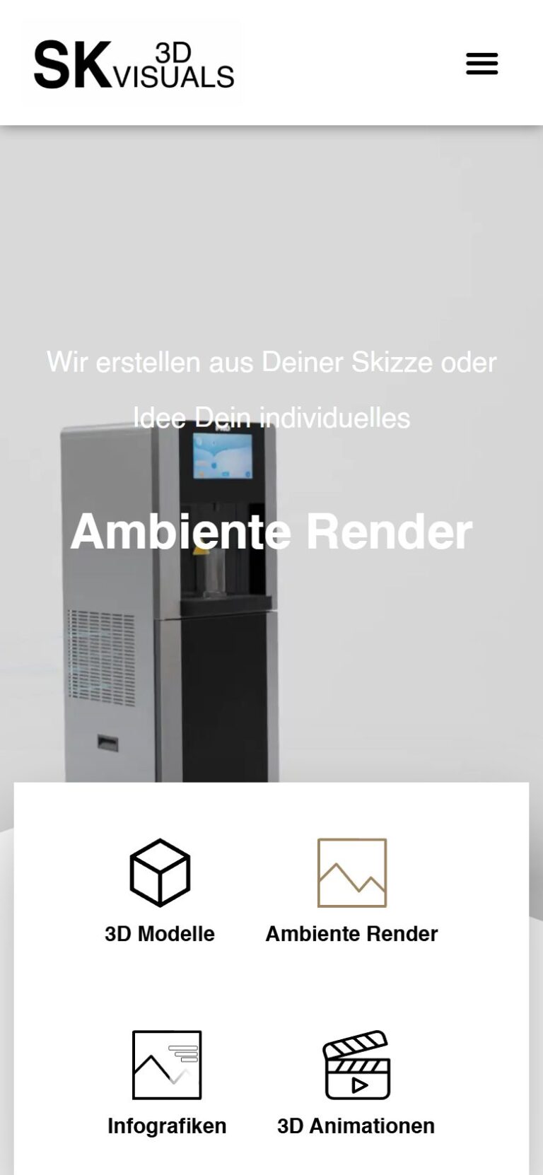 Website SK 3D Visuals - Ansicht Smartphone