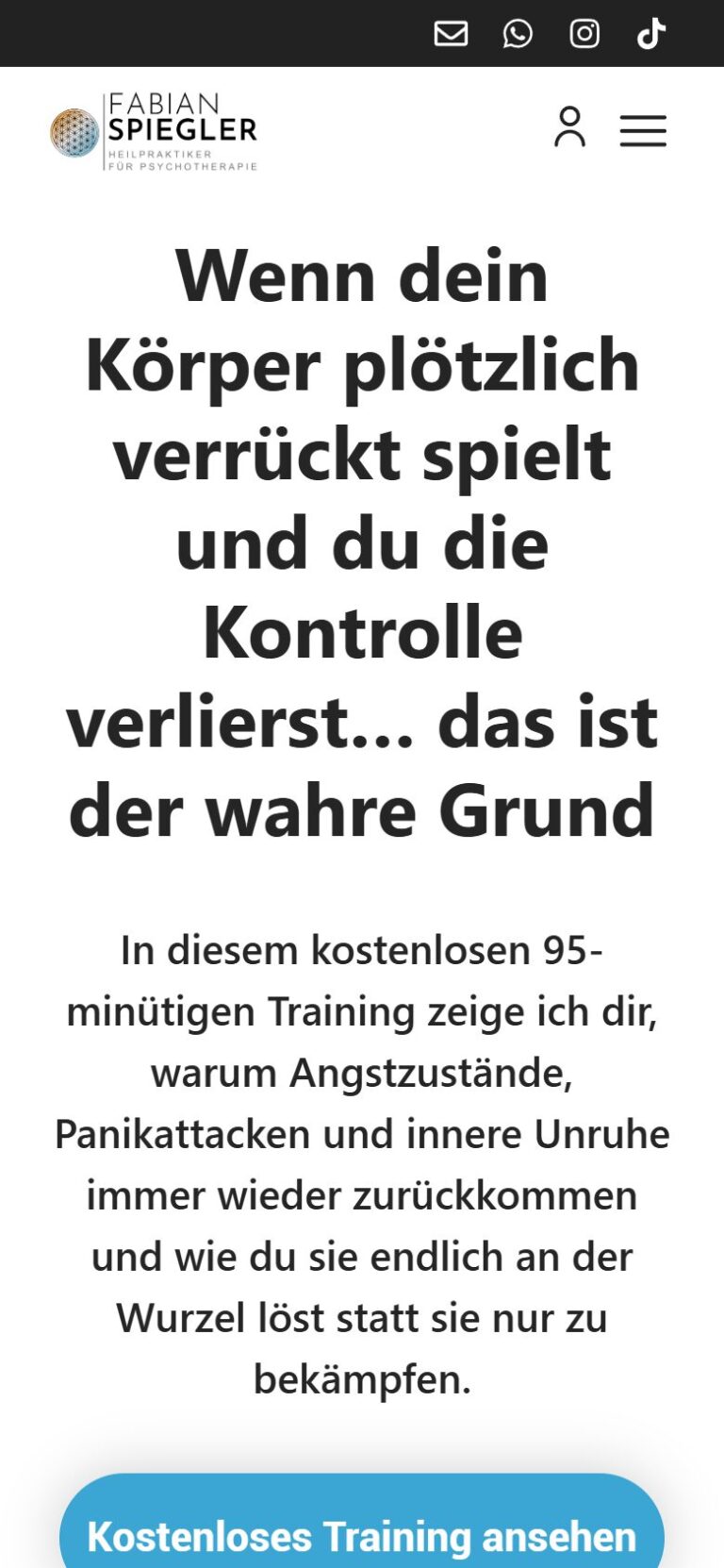 Website Fabian Spiegler Psychotherapie - Ansicht Smartphone