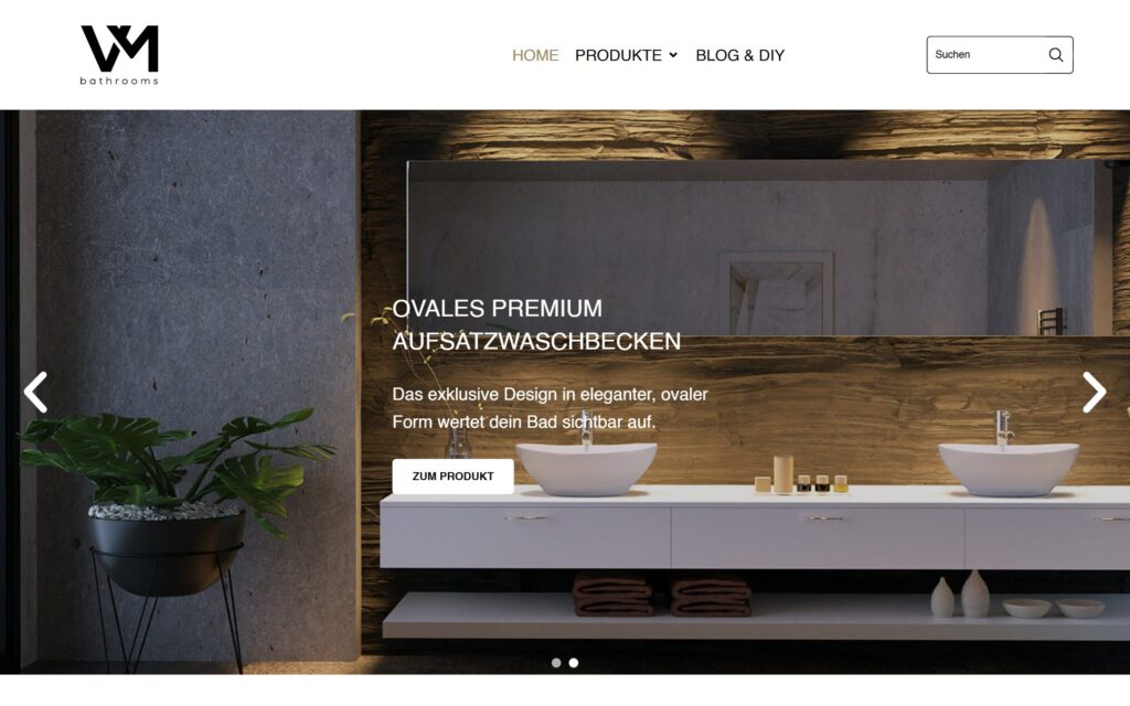 Website VMbathrooms - Ansicht Desktop